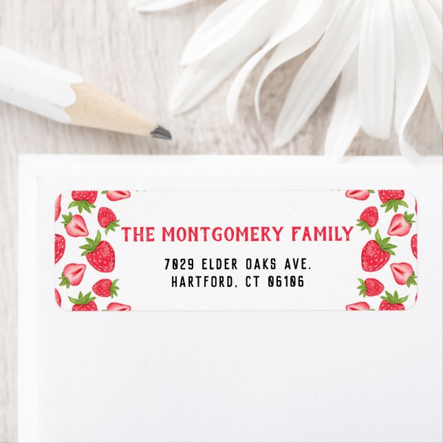 Personalized Name Red Strawberry Return Address   (Insitu)