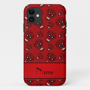 Personalized name red sugar skulls iPhone 11 case