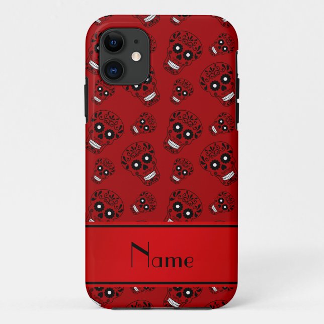 Personalized name red sugar skulls Case-Mate iPhone case (Back)