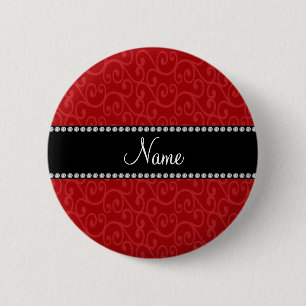 Personalized name red swirls 2 inch round button