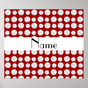 Personalized name red volleyball balls poster