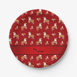 Personalized name red Welsh corgi pembroke dogs Paper Plate