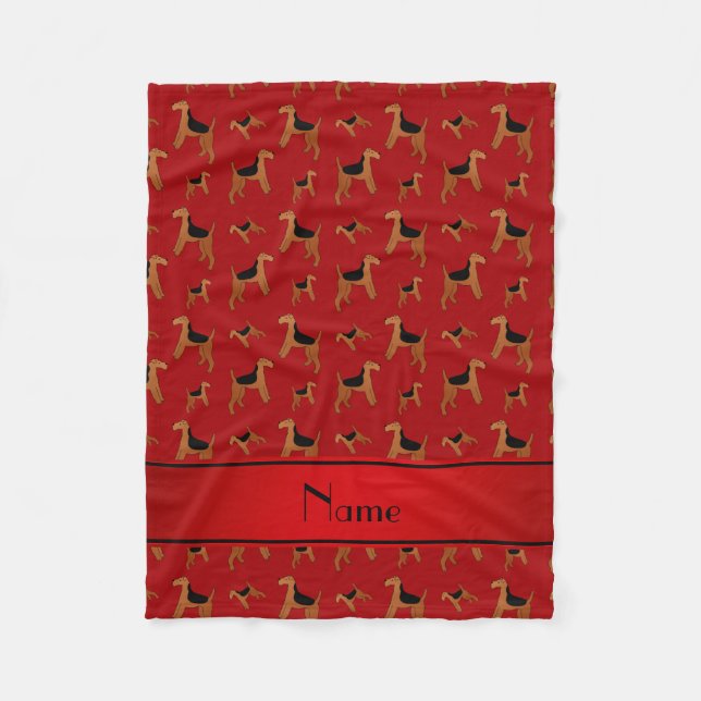 Personalized name red Welsh Terrier dogs Fleece Blanket (Front)