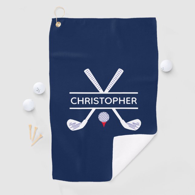 Personalized Name Red White Blue Golf Towel (InSitu)