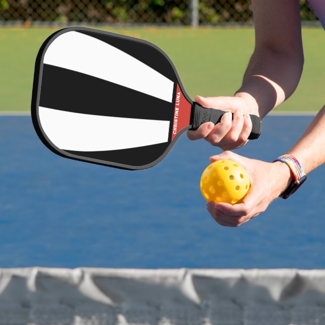 Personalized Name Red & White Stripes Two Tone Pickleball Paddle (Insitu)