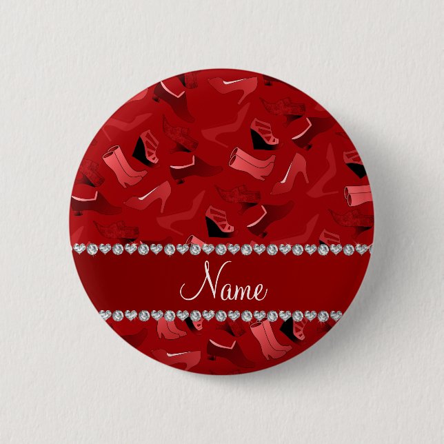 Personalized name red women's shoes pattern 2 inch round button (Front)