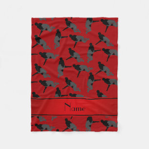 Personalized name red wrestling fleece blanket