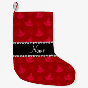Personalized name red yoga pattern small christmas stocking