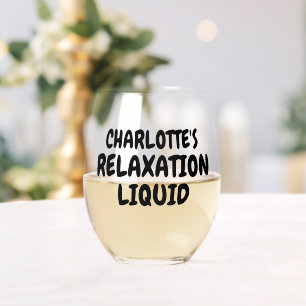 Personalized Name Relaxation Liquid Stemless Wine Glass