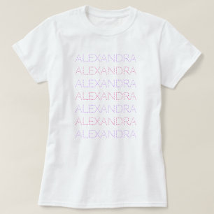 Personalized Name Repeated Chic Lavender And Pink T-Shirt