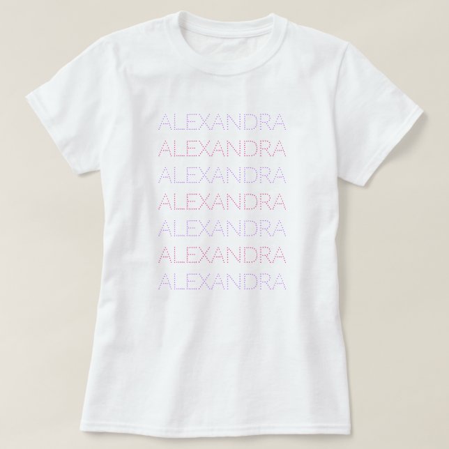 Personalized Name Repeated Chic Lavender And Pink T-Shirt (Design Front)