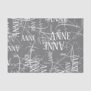 Personalized Name repeated grey Tissue Paper