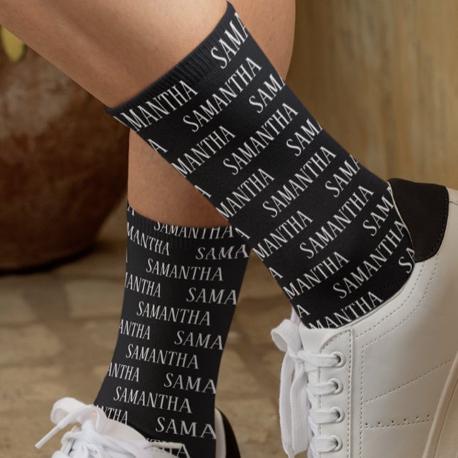 Personalized Name Repeating Pattern Custom  Socks (Creator Uploaded)