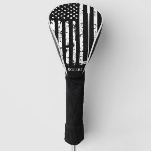 Personalized Name Retro American Flag Golf Gift Head Cover