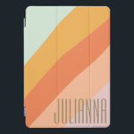 Personalized Name Retro Bright Pastel Summer  iPad Pro Cover<br><div class="desc">This personalized iPad case features a modern diagonal colorblock design in soft pastel tones of mint, peach, and coral. A bold vertical name customization adds a stylish personal touch, making it ideal for students, creatives, or anyone who wants to carry their tech in a fun, eye-catching way. Designed for everyday...</div>