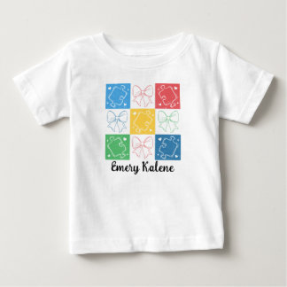Personalized Name Retro Chequered Autism Awareness Baby T-Shirt