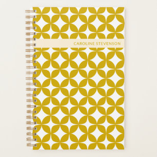 Personalized Name Retro Geometric Golden Yellow Planner