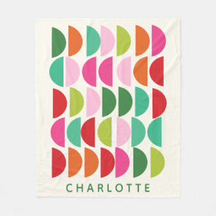 Personalized Name Retro Geometric Pattern Decor Fleece Blanket