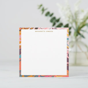 Personalized Name Retro Marble Swirl Stationery Card