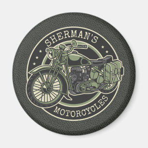 Personalized NAME Retro Military Motorcycle Biker Magnet
