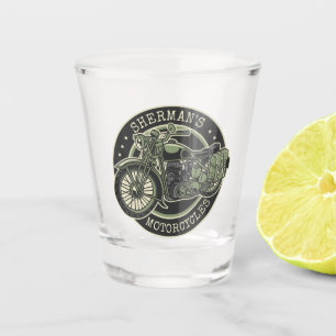 Personalized NAME Retro Military Motorcycle Biker Shot Glass