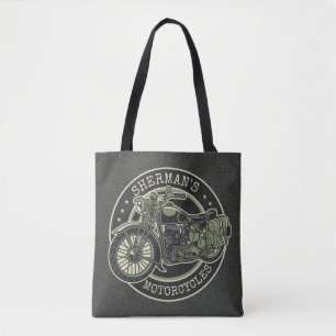 Personalized NAME Retro Military Motorcycle Biker Tote Bag