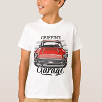 Personalized NAME Retro Red Classic Car Garage