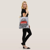 Personalized NAME Retro Red Classic Car Garage Tote Bag (On Model)