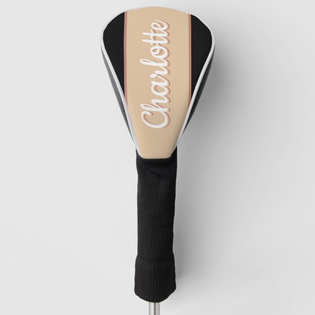 Personalized Name Retro Stripe Golf Head Cover (Front)