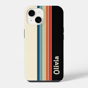Personalized Name Retro Stripes  iPhone 14 Case