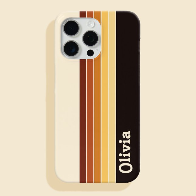 Personalized Name Retro Stripes  iPhone Case (Creator Uploaded)