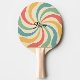 Personalized Name Retro Stripes Typography Ping Pong Paddle