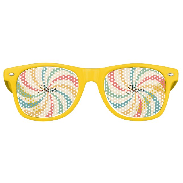 Personalized Name Retro Stripes Typography Sunglasses (Front)