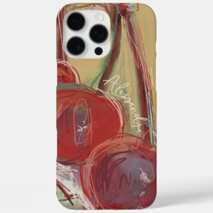Personalized Name Retro Vintage Hand Drawn Cherry iPhone 16 Pro Max Case