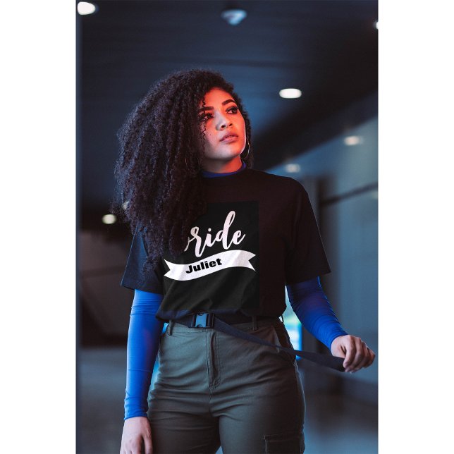 Personalized Name Ribbon Modern Script Bride T-Shirt (Creator Uploaded)