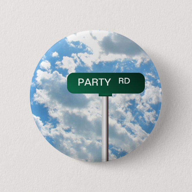 Personalized Name Road Street Sign on Blue Sky 2 Inch Round Button (Front)