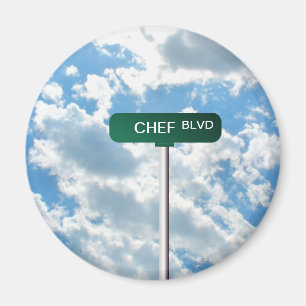 Personalized Name Road Street Sign on Blue Sky Magnet