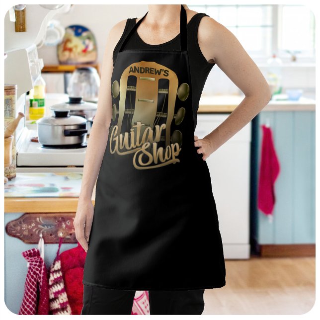 Personalized NAME Rock Music Guitar Shop Musician Apron (Creator Uploaded)