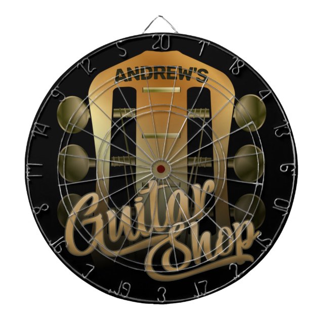 Personalized NAME Rock Music Guitar Shop Musician Dartboard (Front)