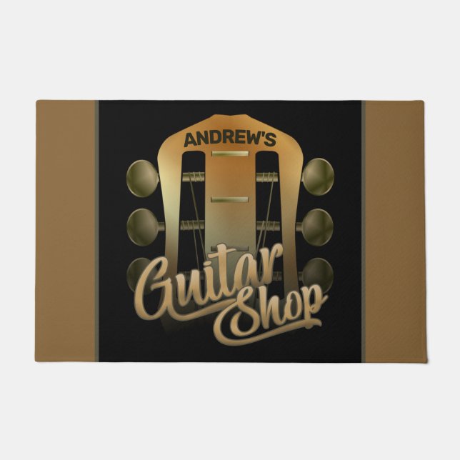 Personalized NAME Rock Music Guitar Shop Musician Doormat (Front)