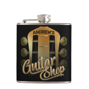 Personalized NAME Rock Music Guitar Shop Musician Hip Flask
