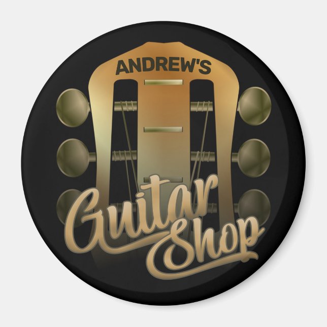Personalized NAME Rock Music Guitar Shop Musician Magnet (Front)