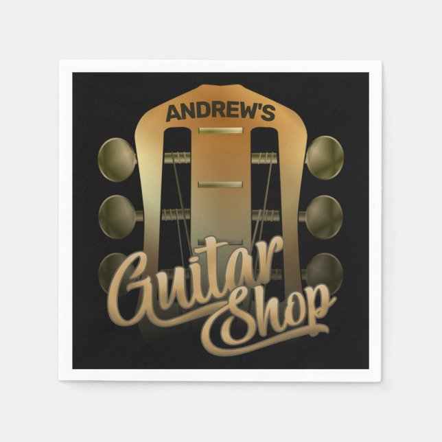 Personalized NAME Rock Music Guitar Shop Musician Napkin (Front)