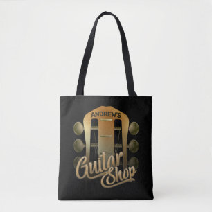 Personalized NAME Rock Music Guitar Shop Musician Tote Bag