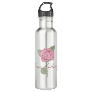 Personalized Name Rose Flower Watercolor Minimal 710 Ml Water Bottle