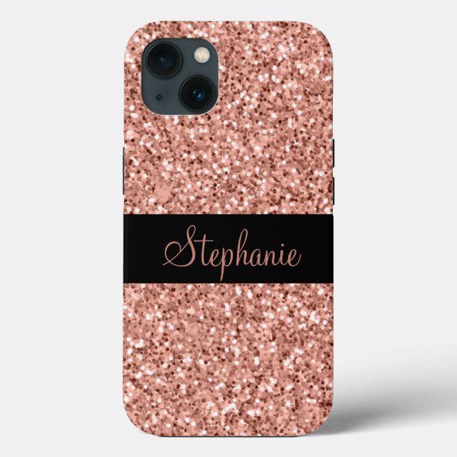 Personalized Name Rose Gold Glitter Sparkle   Case-Mate iPhone Case (Back)