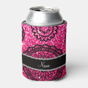 Personalized name rose pink glitter mandalas can cooler