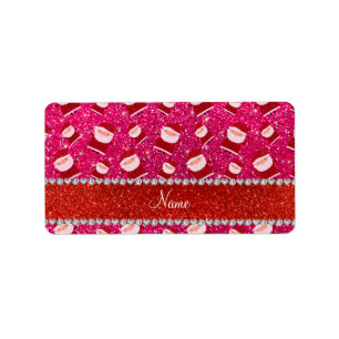 Personalized name rose pink glitter santas label
