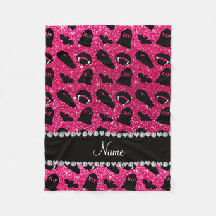 Personalized name rose pink glitter vampire fleece blanket