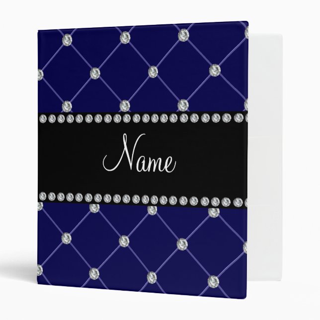 Personalized name Royal blue diamonds Binder (Front/Inside)